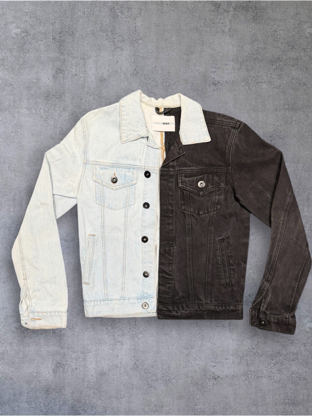 Fashion Nova Two-Tone Denim Jacket - Light Blue & Black